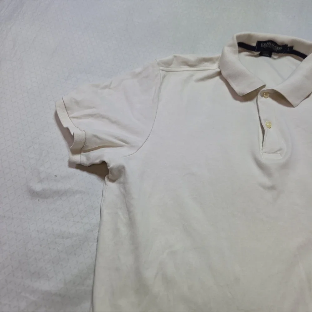 Polo Ralph Lauren Polo Shirt Men L Cream Short Sleeve Cotton Pique Pony Logo
